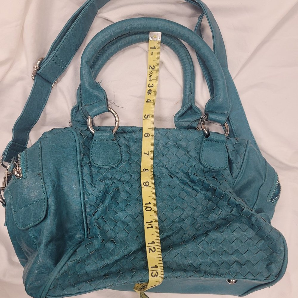 Turquoise / Teal Dual Zipper Compartment Purse / Crossbody